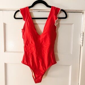 Summersalt Ruffle Backflip Swimsuit in Fire Red Size 2